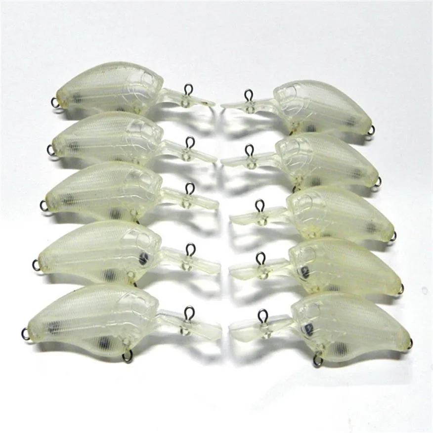 50Pcs Unpainted Fishing lure 9cm 10g Square Bill Blank Lures Medium Diving Crankbaits Plastic Baits body with Rattles2215