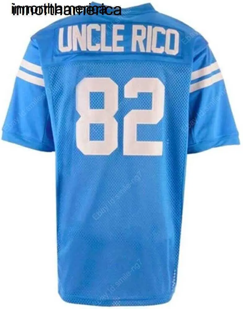 Película tío Rico #82 camisetas de fútbol cosidas dinamita azul nombre personalizado número