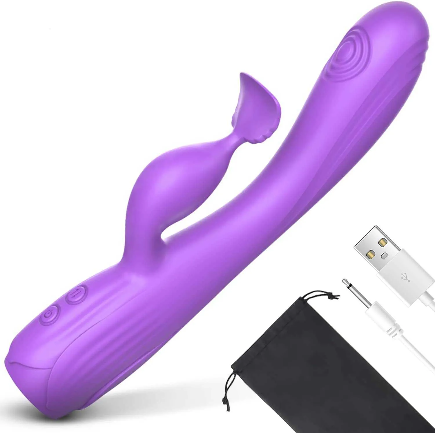 Sex Toy Vibrator G Spot Rabbit Clitoris Stimulator för kvinnor Trepunkt Stimuleringspunkt/klits/klister/vagina uppgraderade dubbla motorer H0HW