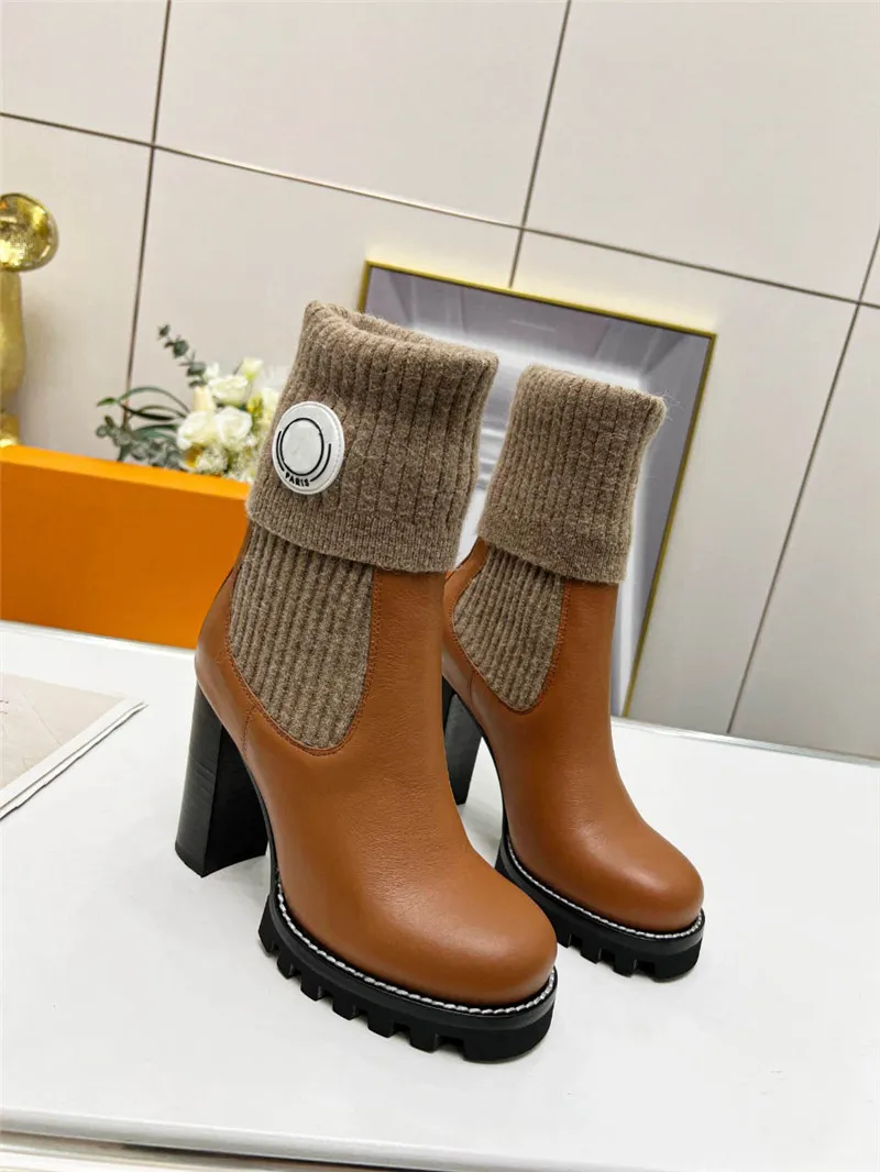 Designer Luxus Damen Runway Star Trail Line 20 Jahre PVC x Lederstiefel Ankle Boot Silhouette Booties Mit Originalverpackung