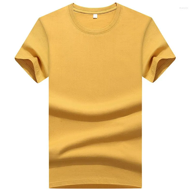 T-shirts pour hommes 2 pièces 30% de réduction jaune chemise de couleur unie à manches courtes coton été lâche compatissant