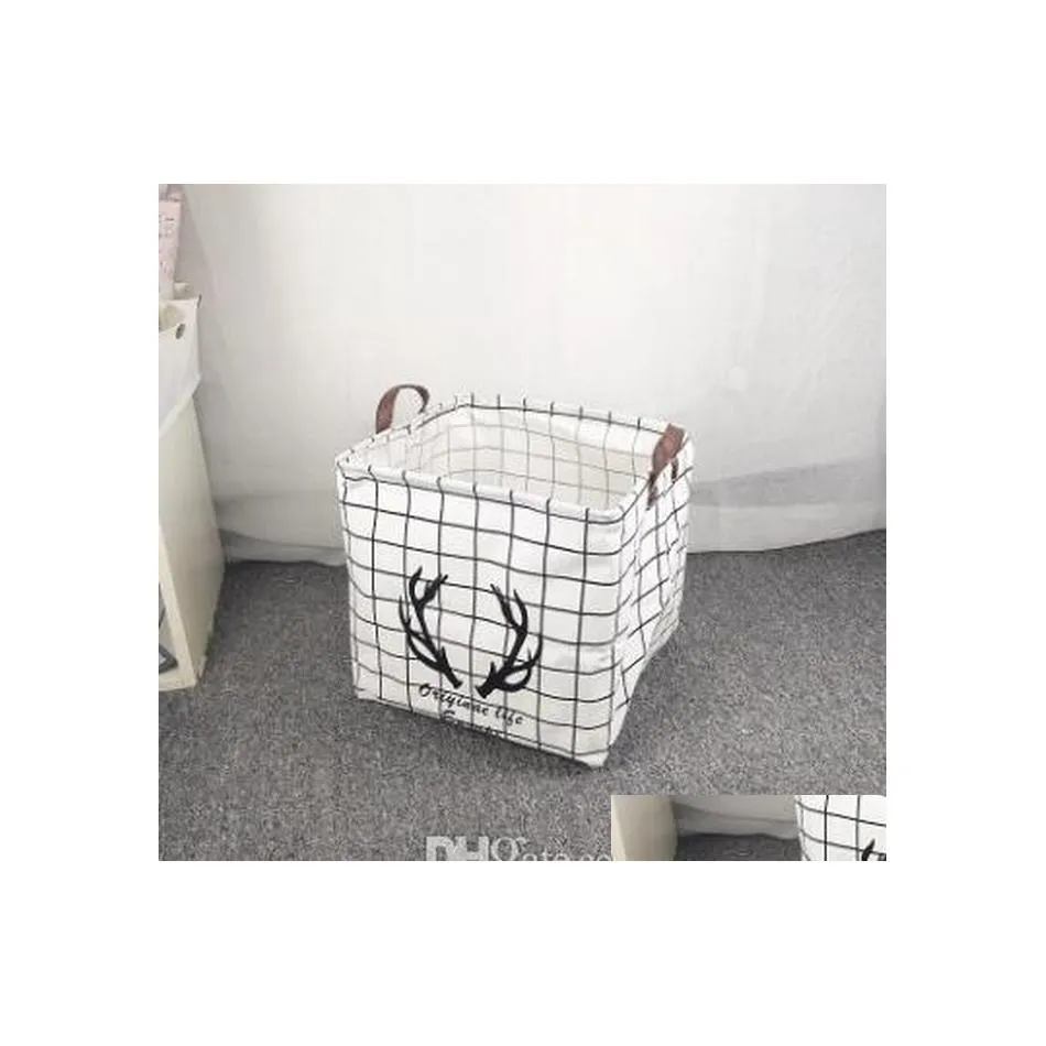 Storage Baskets Folding Bucket Cotton And Linen Children Toy Bag Top Waterproof Bathroom Dirty Clothes Laundry Box Lxl273A Drop Deli Otbcp