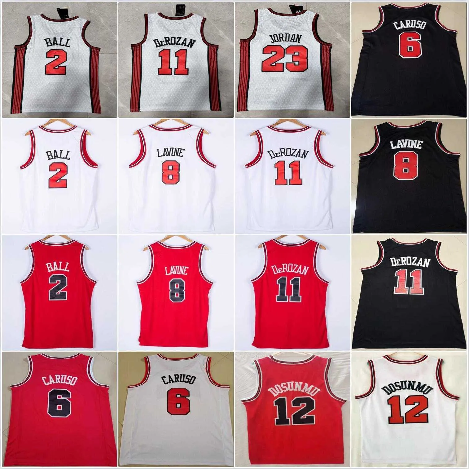 2022-23 كرة السلة Demar 11 Derozan Lonzo 2 Ball Ayo 12 Dosunmu Alex 6 Caruso Jersey Stitched and Embroidery Mens