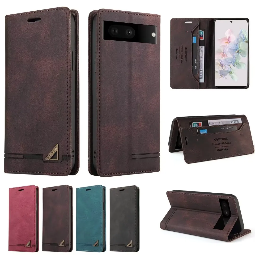 Coques de téléphone pour Google Pixel 8 7 6 6A Pro Luxury Fashion Wallet Retro PU Leather TPU Case