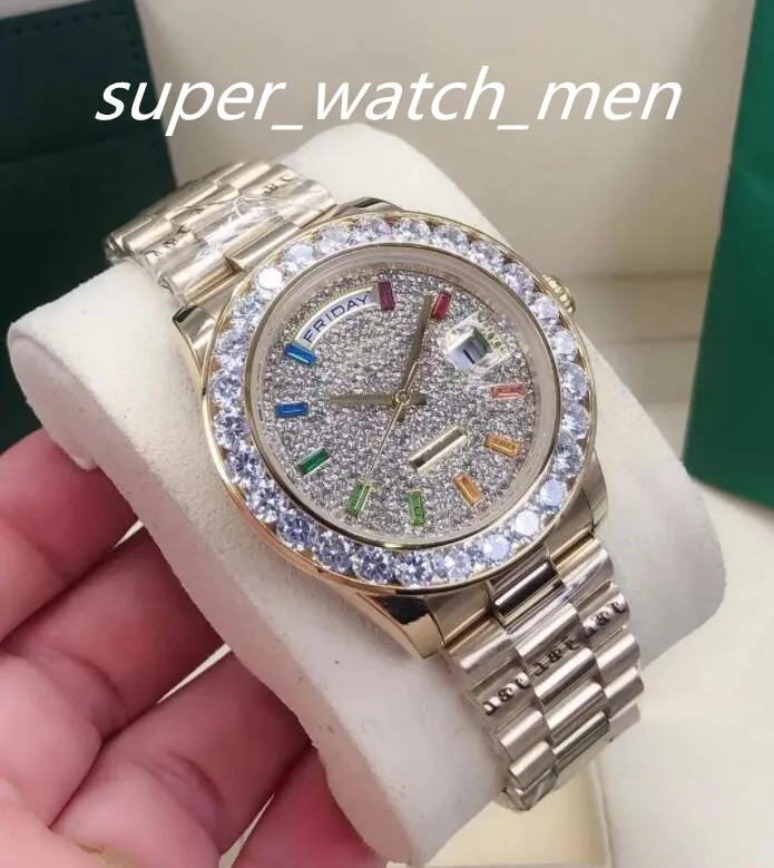 6 couleurs montre de mode 41MM Daydate hommes montres plein diamant glacé automatique mécanique en acier inoxydable montres pour hommes mode sport dames montre-bracelet