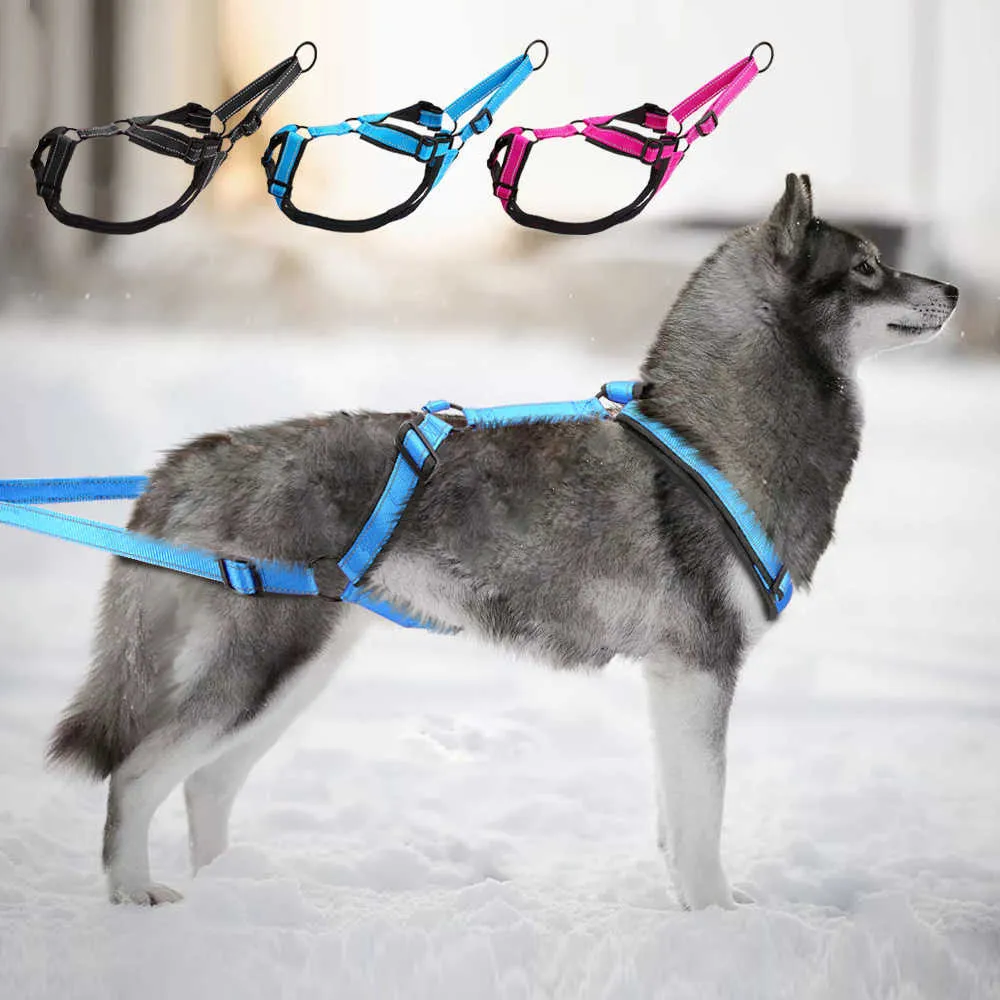 Köpek yakaları su geçirmez evcil kızak kablo demeti yansıtıcı köpekler ağırlık çeken kablo demeti Kış köpek eğitimi için sıcak yastıklı