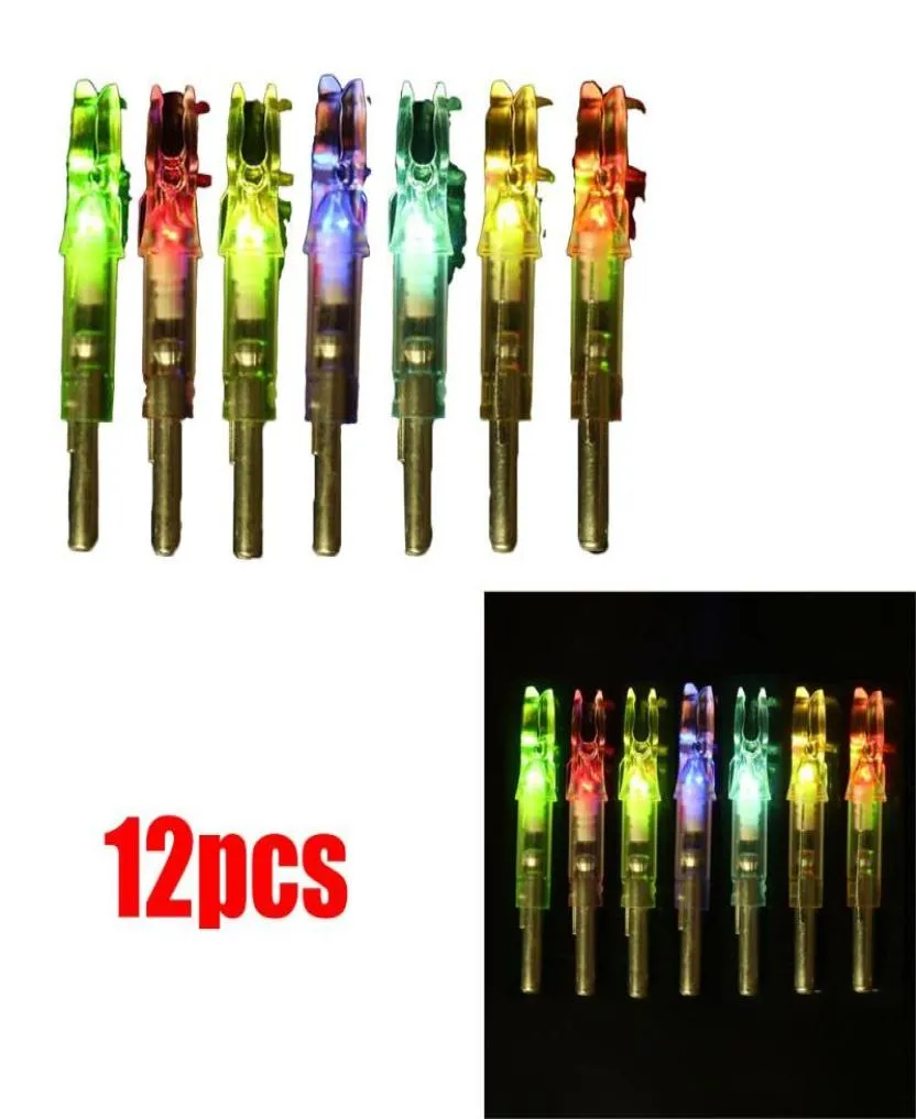 12PCS Automatycznie LED oświetlony Light Lights Nocks Ogon dla strzałek kusza 62 mm1502928