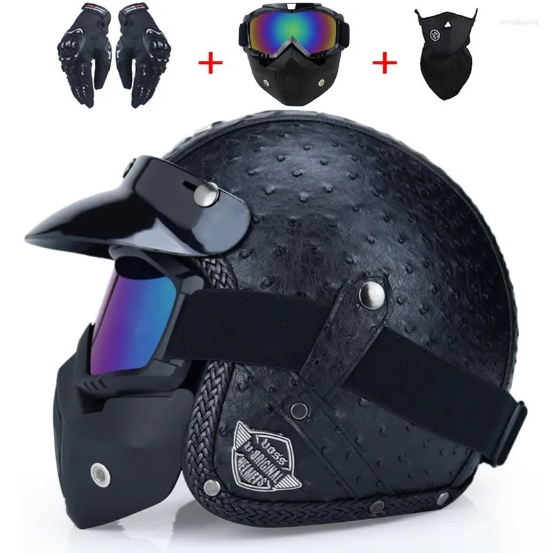 Motorhelmen open gezicht 3/4 helm gepersonaliseerde heren dames vintage retro cascos de motociclistas casque piloot café racer capacete