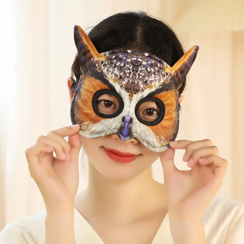 pour Halloween Noël Drôle Masque Poupées Simulation En Peluche Tigre Aigle Léopard Chat Animal Masques Pour Les Yeux Cosplay Fête Cadeau