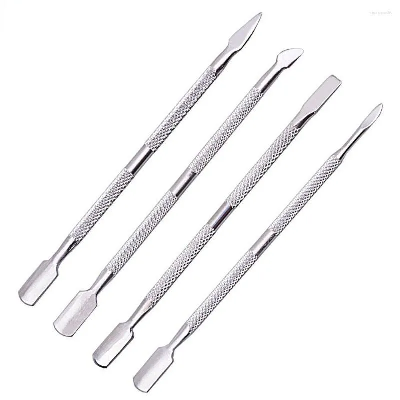 Nail Art Kits 4pcs/Lot Stainless Steel Cuticle Remover Double Sided Finger Dead Skin Push Pusher Manicure Care Tool