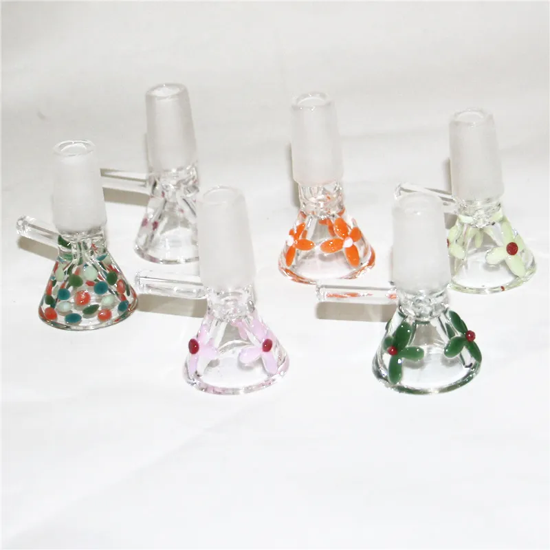Стеклянные чаши для кальяны 14 мм прозрачные круглые цветочные стеклянные стеклянные трава табачные миски для водных бонгов спрыгните адаптер