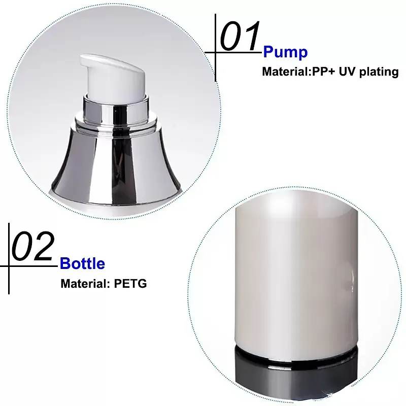 30ML 50ML 100ML 30G 50G Airless Pump Bottle - Sterile Travel Refillable Cosmetic Container - Lotionsand and creams Vacuum Dispenser