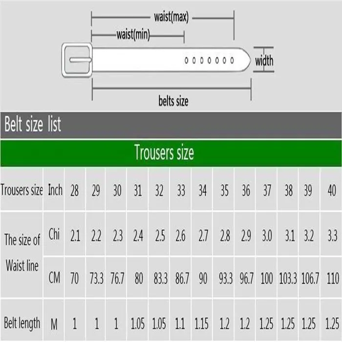 Chart For Belt Length In Cm Fashion Belts For Men Women High