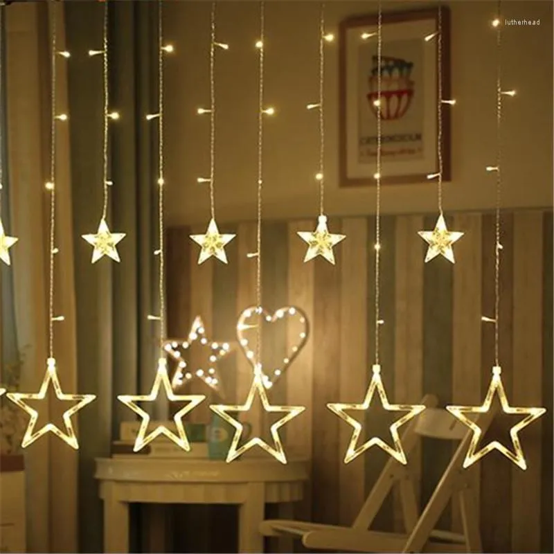 سلاسل LED String Lights Star Curtain Light مصباح الديكور المضاد للماء لحفلة المنزل حفل زفاف عيد الميلاد عطلة AC110V 220V