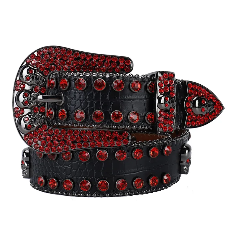 DHgate Designer Bb Simon Skull Belts with Bling Rhinestones for Men and Women Shiny Diamond Belt in Black Blue Red and Multicolor Perfect Birthday or Christmas Gift Fashion Accessories