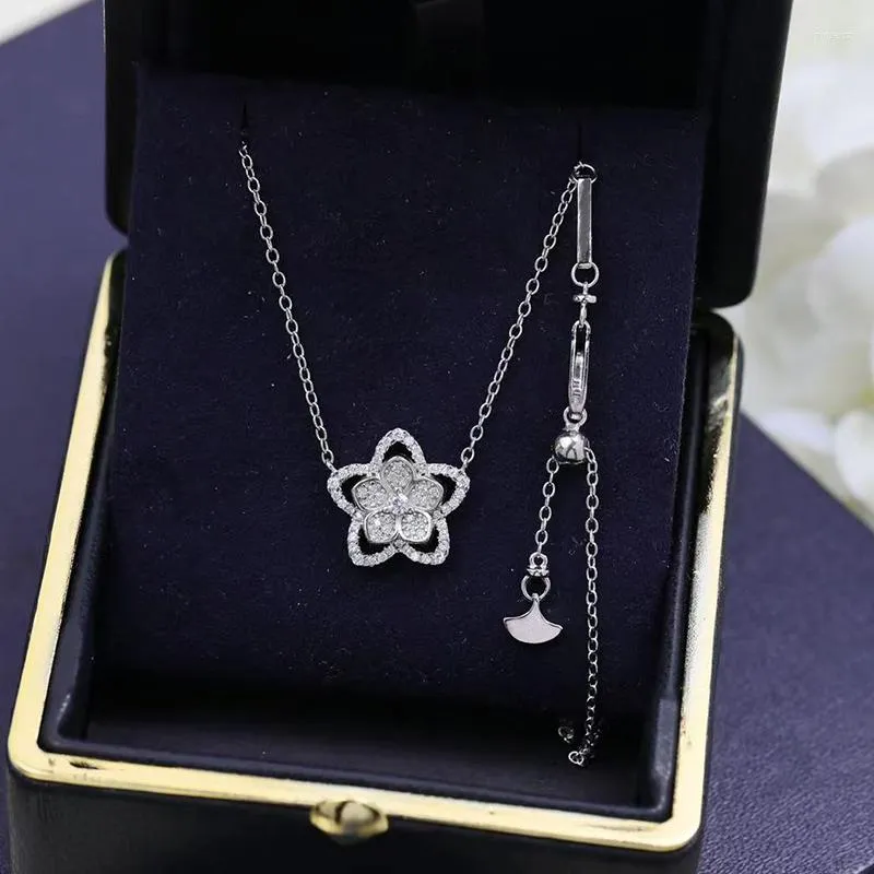 Chaînes Style pur 925 en argent Sterling mode vente bijoux fleur de cerisier collier dames Lotus fleur cadeau