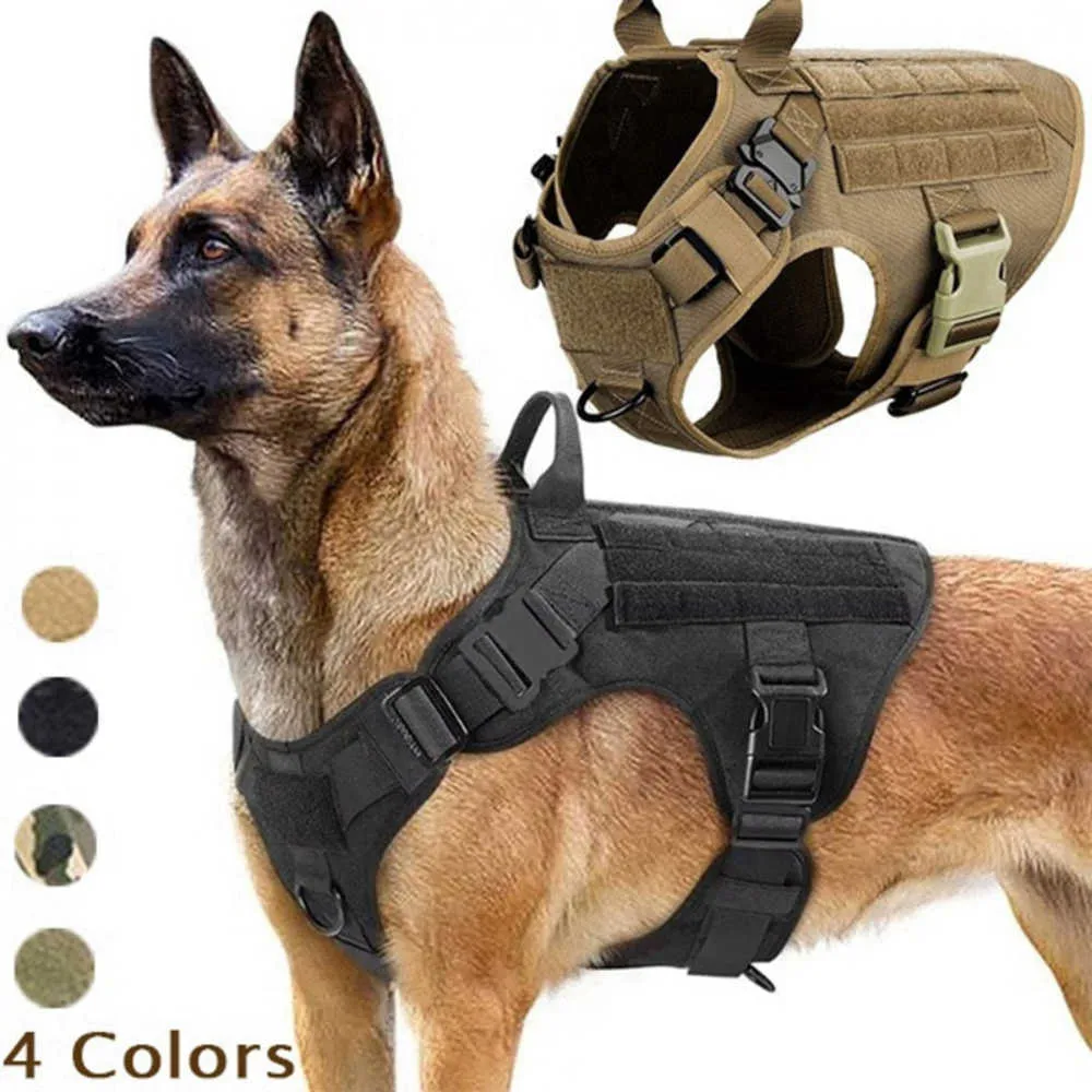 Hundhalsar Leashes Nylon Taktisk hundsele och koppel Set Metal Buckle Big Dog Vest German Shepherd Hållbar husdjurssele för små stora hundar T221212