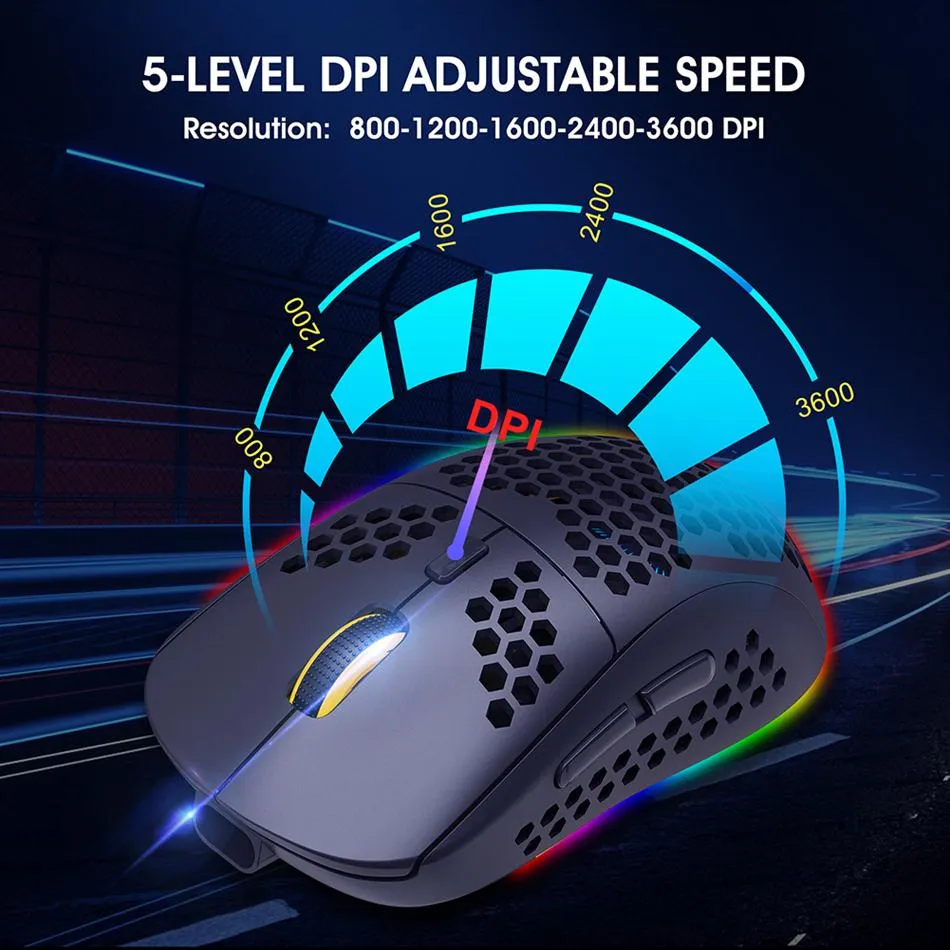 HXSJ T90 2 4GHz USBワイヤレスBluetooth光マウス充電式6色RGBバックライトゲームMICE277B