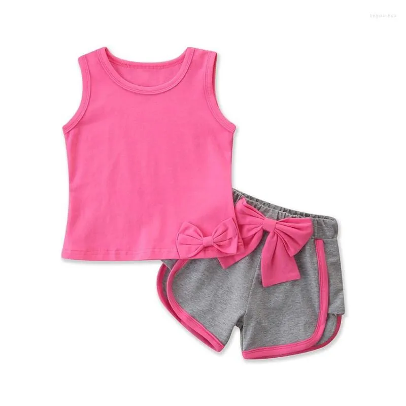 Clothing Sets Summer Girl Set Cotton Sleeveless Vest Shorts Casual Sports Suits For Kids Fashion Girls