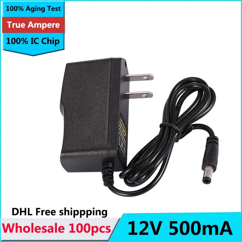 Met IC -chip AC DC voeding 12V 500MA Adapter 12V Charger Adapter 100pcs DHL