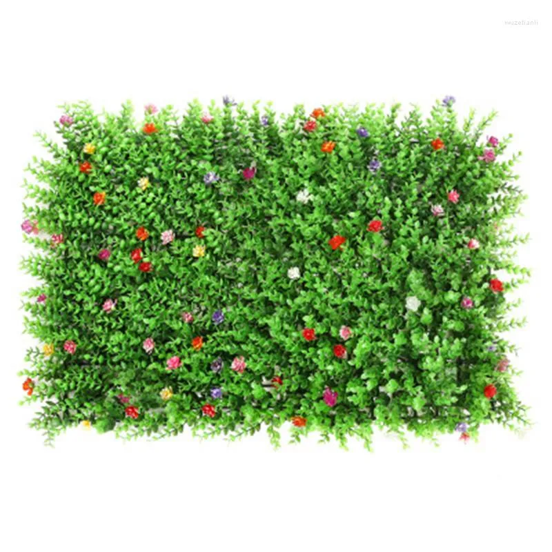 Flores decorativas Painel de hedge artificial Planta de parede de parede de parede Fence Screen Faux Grass Backdrop para o jardim de paisagismo verde