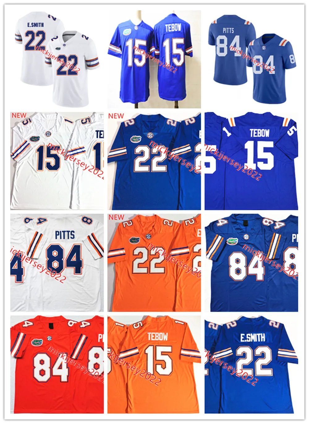Kyle Pitts Florida Gators Football Jersey Mens Stitched # 22 Emmitt Smith # 15 Tim Tebow Florida Maglie