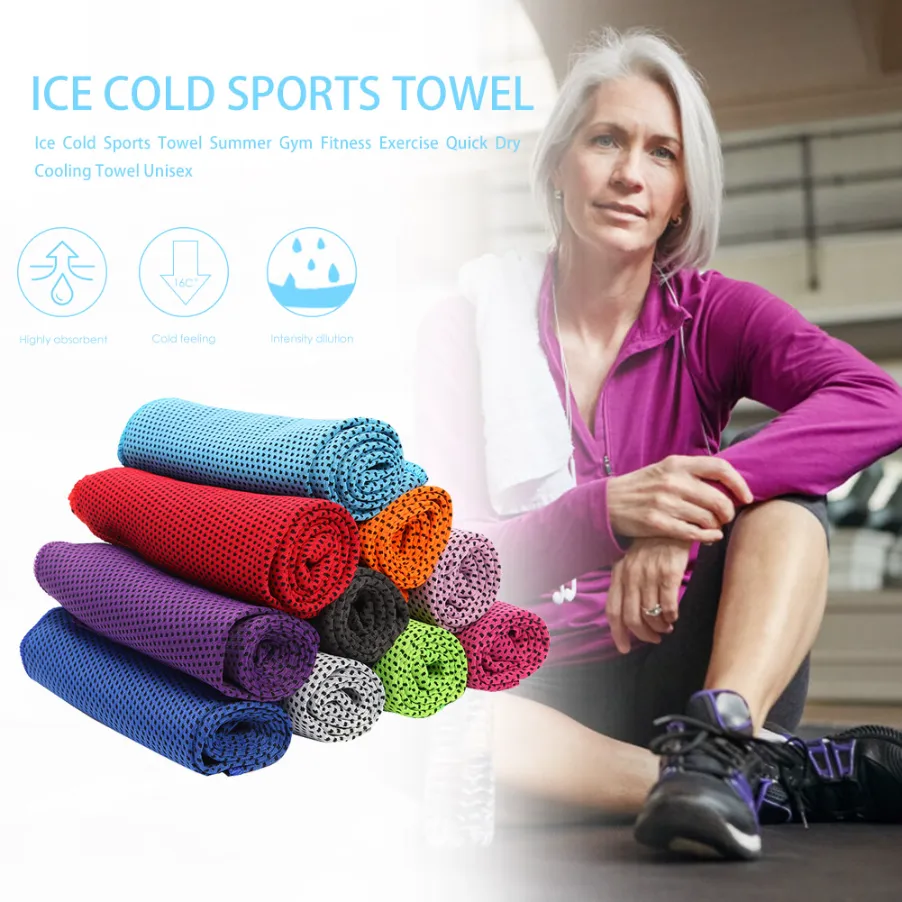 Titanium sport accessoires 30x90 cm ijskoude sport handdoekkoeling zomer zon beroerte training polyester zacht ademende 10 kleuren b1213