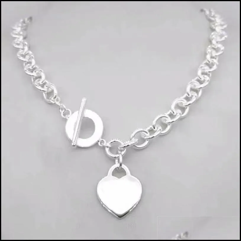 forever heart pendant ot buckle love necklace for womens and mans silver plating thick chain necklaces jewerly designer link chain282w