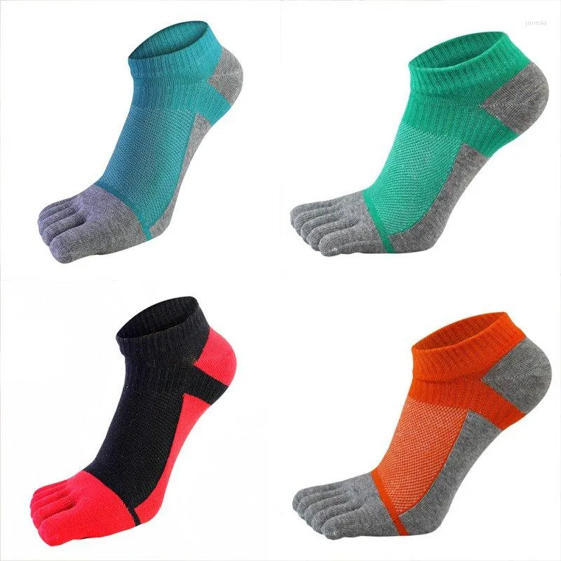 Men's Socks 1 Pair Sports Men Women Comfortable Thin Five-finger Section Short Splicing Mesh Stitching Color Cotton