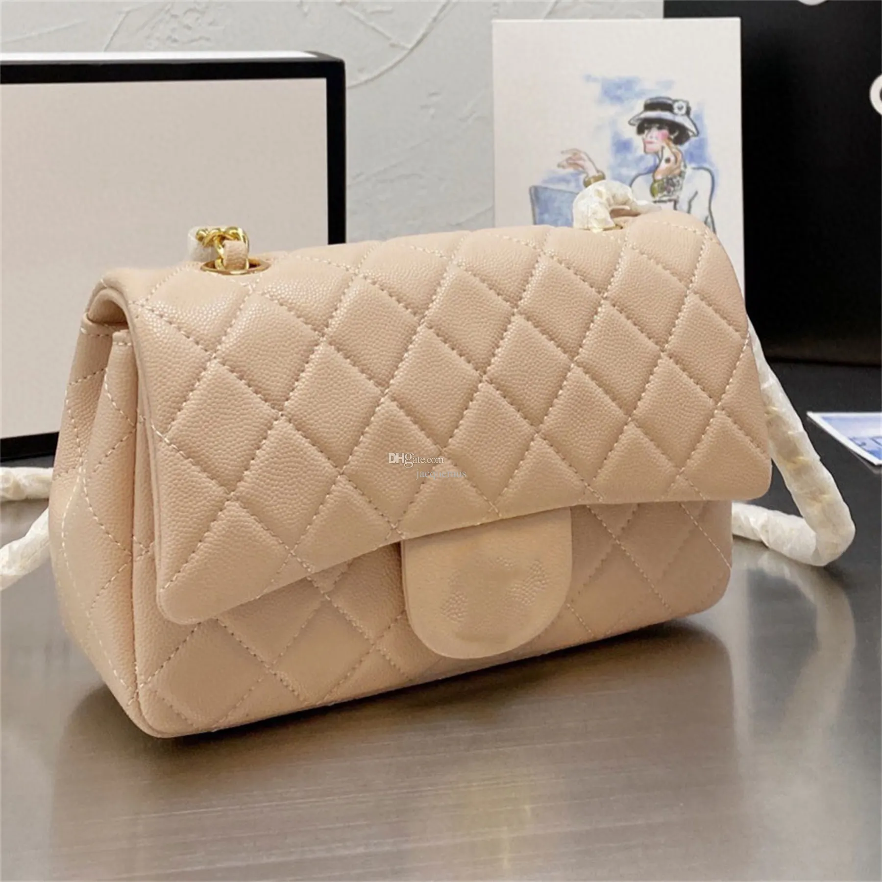 Channel Womens Designer 7A Classic Flap high quality Chain Shoulder Bag Women Caviar Grain Cowhide Leather Fashion Handbag Bags Cross Body bCjS