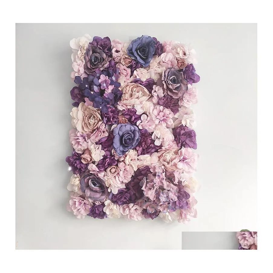 Decorative Flowers Wreaths Artificial Flower Panels 16 X 24 Wall Background Silk Rose For Backdrop Wedding Party Decoration Drop D Otakd