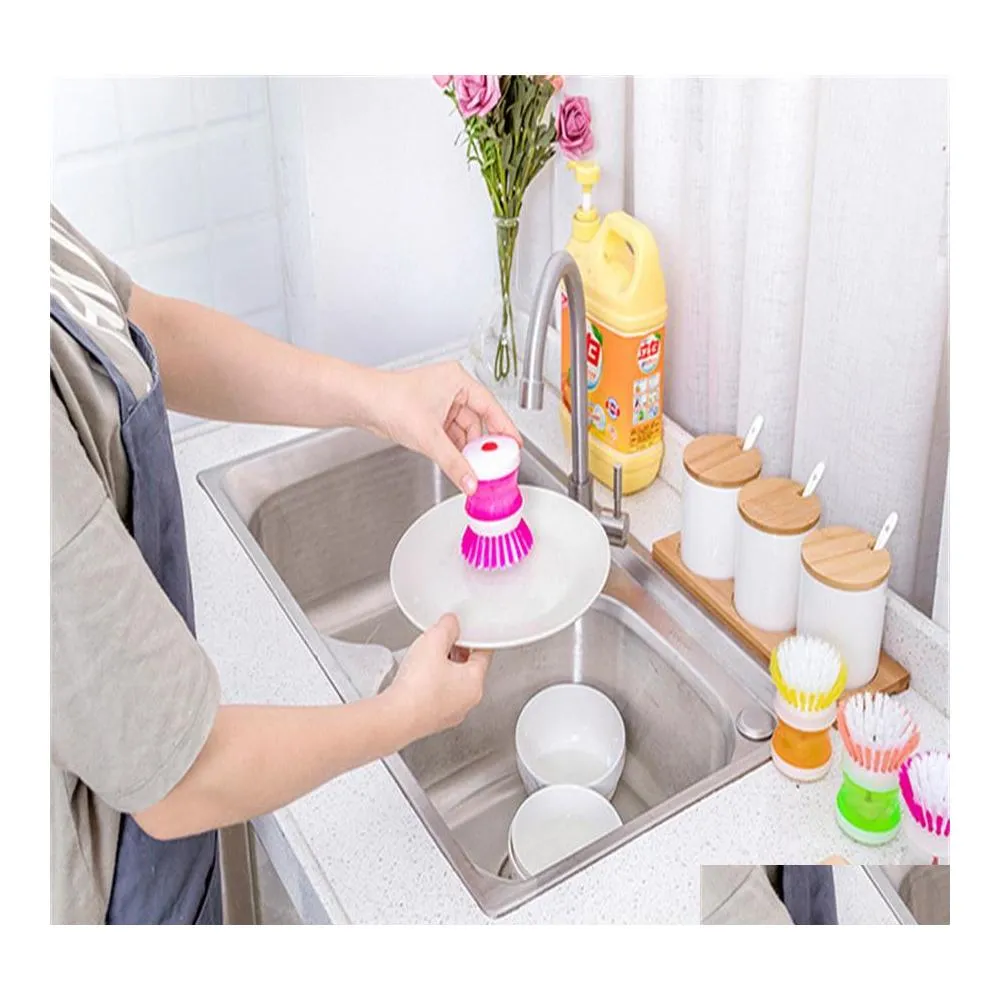 Escovas de limpeza Adicionar artefato de maconha de detergente Artefato antiaderente cozinha cozinha lavagem de esponja l￭quida entrega de lavagem de lou￧a otbeu