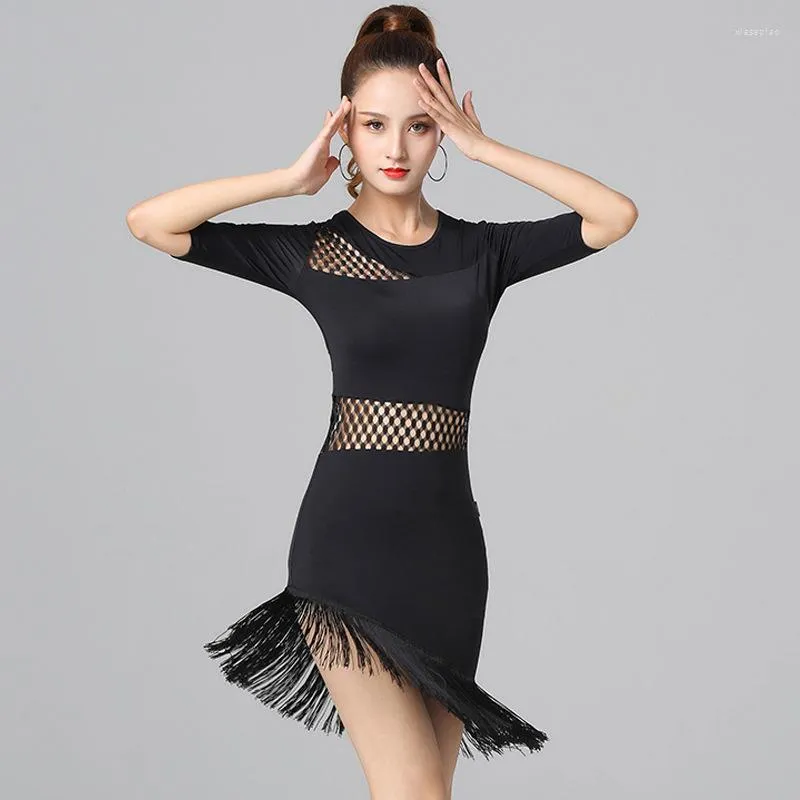 Vestido de baile latino con flecos para mujer, vestidos elegantes de competición de salón, faldas para mujer para Samba Tango Chacha303P