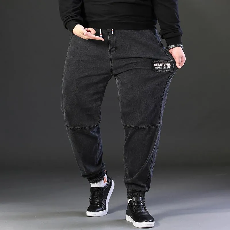 Men's Jeans Arrival Autumn Tether Elastic Waist Men Loose Casual Cotton Mens Super Large Plus Size 34 36 38 40 42 46 48 6XL