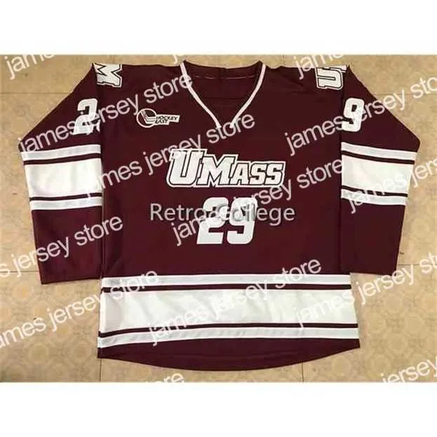 Hokej na studiach nosi NIK1 #29 Jonathan Quick Umass Minutemen Hockey Jersey Hafted Dostosowany dowolny numer i koszulki z nazwiskami