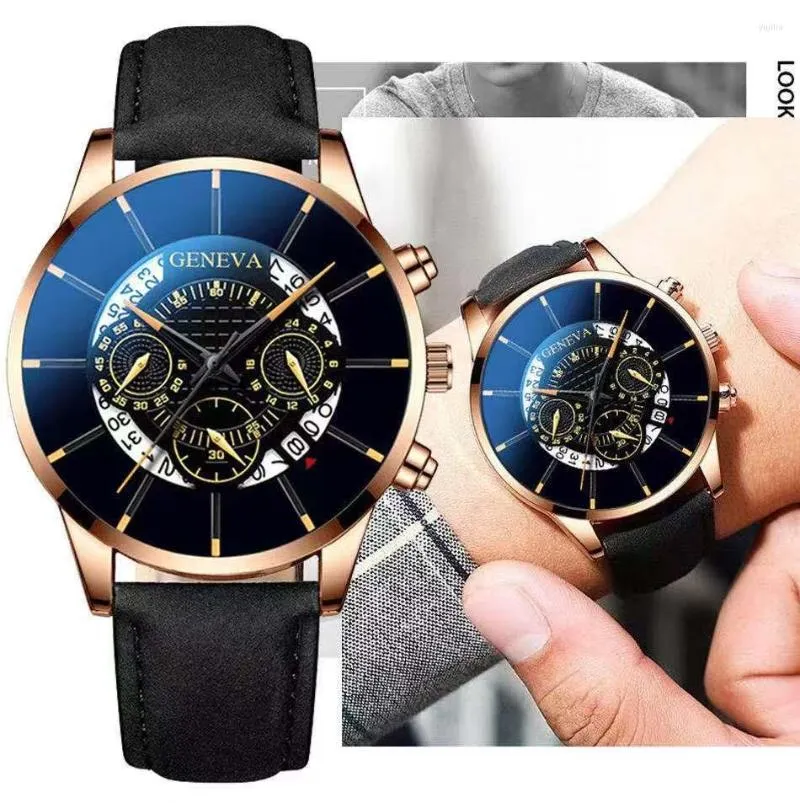 Wristwatches Fashion Leather Band Men Quartz Watch Analog Selling Products For Drop Casual Mens Wristwatch Relogio Masculino Uhr