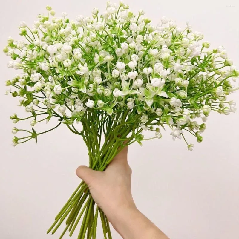 Dekorativa blommor 5 datorer konstgjorda plastblomma vit babysbreath bukett br￶llopsfest falska hem tr￤dg￥rd skrivbord diy v￤xter