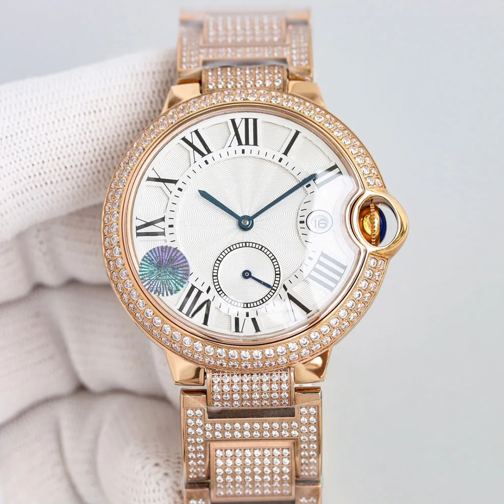 다이아몬드 시계 남성 자동 기계식 시계 42mm 사파이어 비즈니스 여성 손목 시계 다이아몬드 스터드 스틸 브레이슬릿 Montre de Luxe
