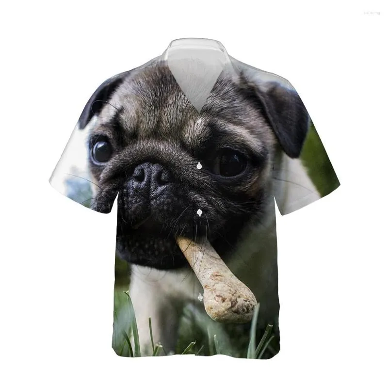 Casual shirts voor heren jumeast 3d grappige hondenbeet bot geprinte Hawaiiaans shirt mannen korte mouw schattige honden voor losse tops streetwear 5xl
