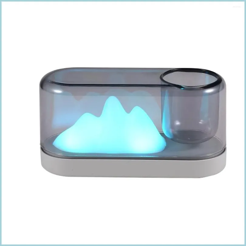 Luci notturne Lampada da tavolo Mountain Design Lampada da scrivania portatile Ricarica USB Illuminazione a led Portapenne Fioriera in vaso per arredamento camera Drop Dh4Vf