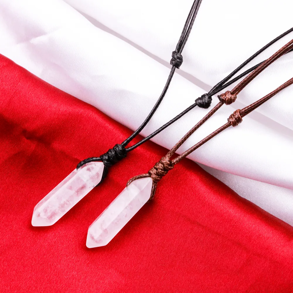 Натуральная шестиугольная колонка белая хрустальная рука сплетенные регулируемые ожерелья модные украшения для женщин для мужчин