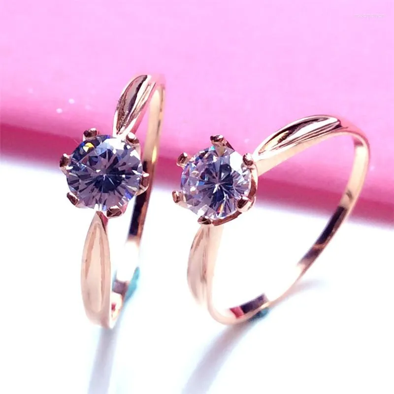 Cluster Rings 585 Purple Gold 14K Rose Diamond For Women Opening Adjustable Classic Craft Simple Luxury Jewelry Party Gift