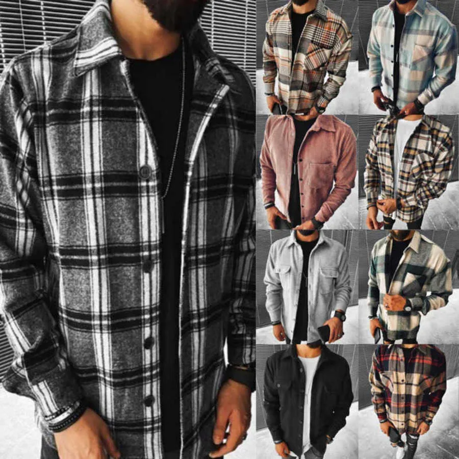 بالإضافة إلى أحجام مصمم قميص رجالي جديد 2023 Plaid Pocket Long Sleeve قميص غير رسمي معطف 15 ألوان S-5XL DHL