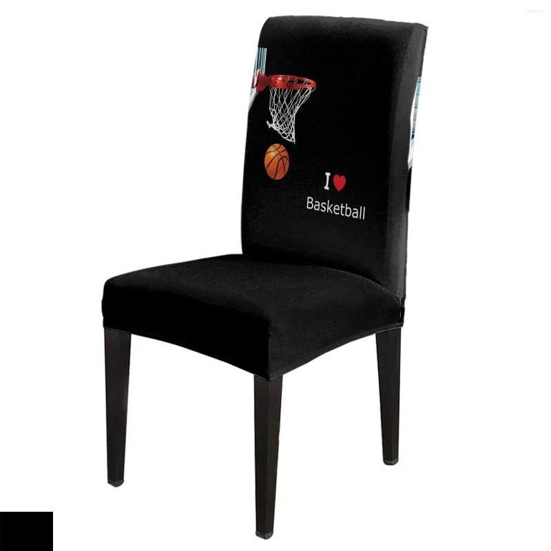 Sandalye Basketbol Oyuncusu Black Spandex Kapak Ofis Ziyafet Koruyucu Yemek Odası için Streç