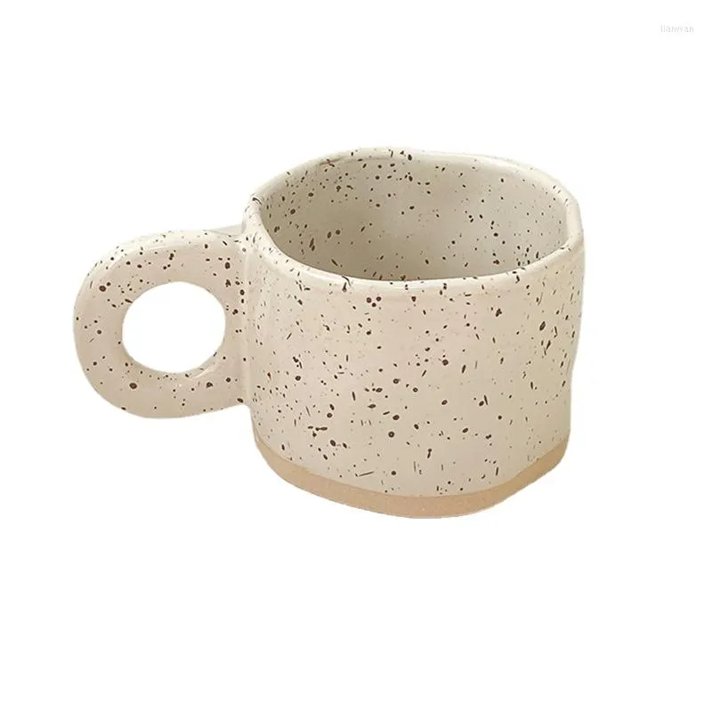 Kaffe te sätter koreansk stil stänk-bläck hand-pinching oregelbunden kreativ keramisk mugg för par frukostmjölk kopp