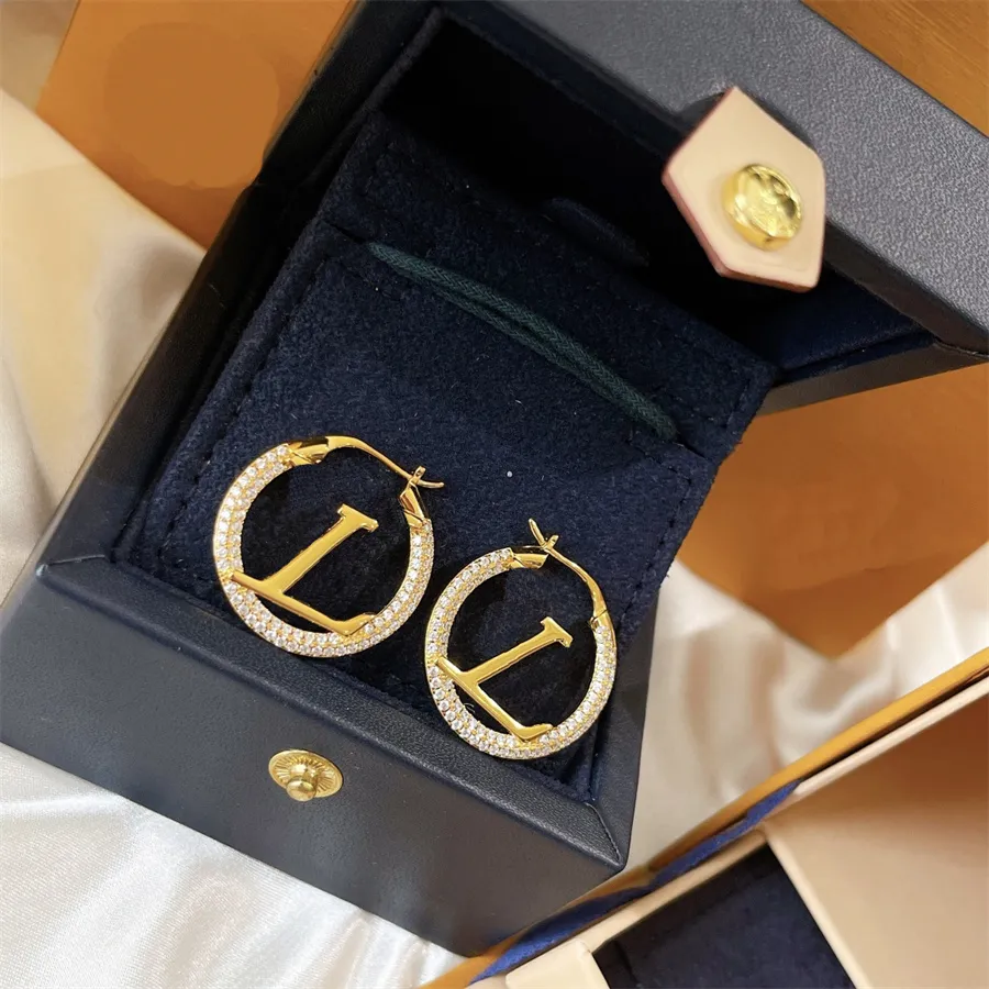 Projektanci damski biżuteria ślubna L Z Diamonds Circle Circle Fashion Pierścienie Ucha Biżuteria