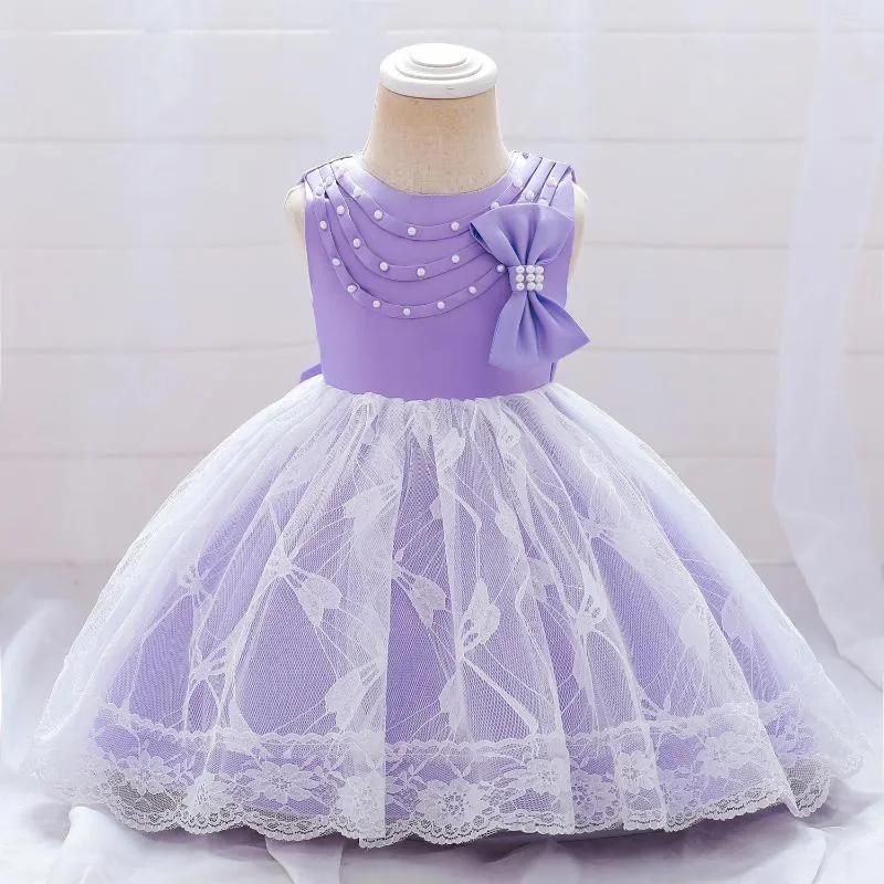 Girl Dresses Purple Baby Toddler Kids Pageant Birthday Party Princess Lace Costume Childre