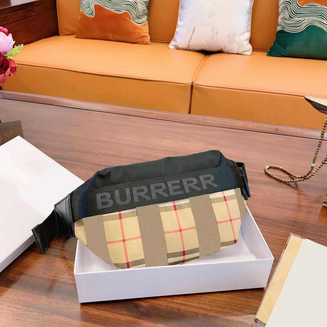 DHgate Luxury Designer Bum Bag Plaid Striped Waist Clutch Crossbody Bag for Women Men Nylon Leather Fashion Chest Belt Bag Wallet Bags Luggage Accessories