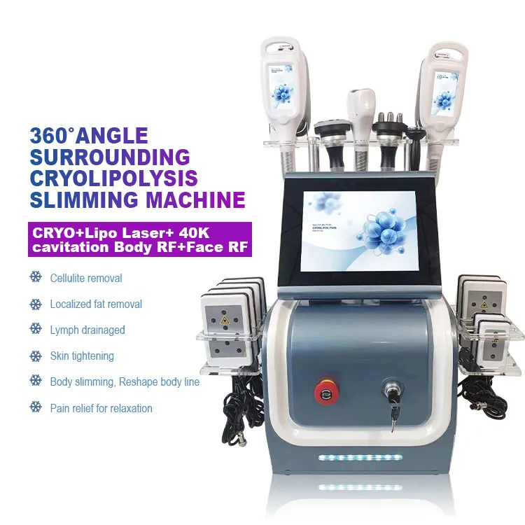 360 Cryolipoliza Podwójna podbródek Usuń maszynę do odchudzania cellulitu zamrożenie kriopowe konturowanie ciała z RF 40K kawitacji Skóra Podnoszenie Sprzęt próżniowy