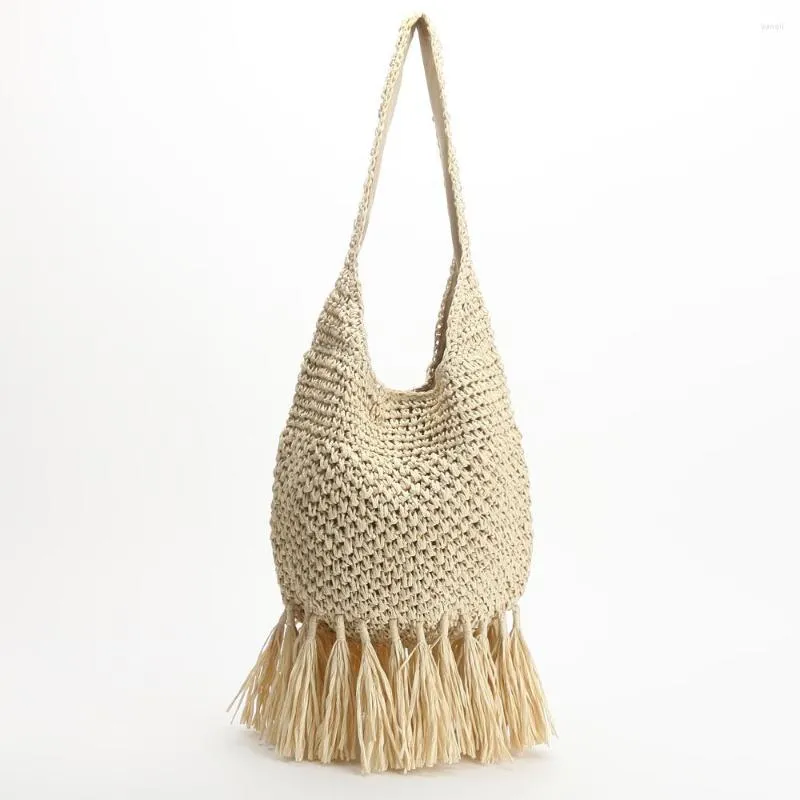 Evening Bags Fashionable Fringe Straw Rattan Braid Handbags Ladies Designer Luxury Handmade Paper Shoulder Crossbody Summer Beach